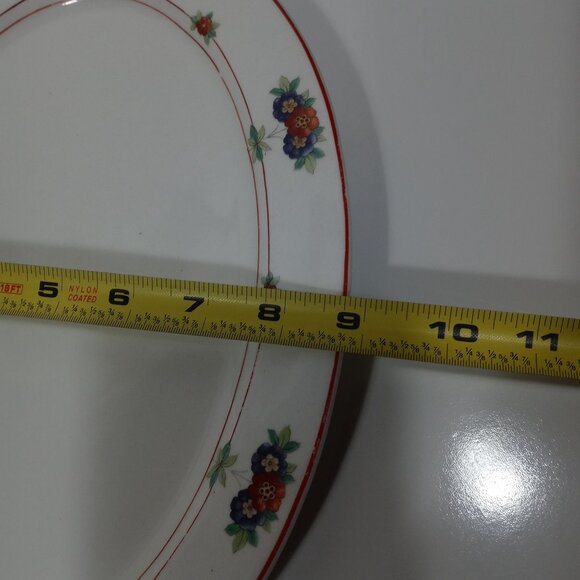 O.P. Co Syracuse China Canterbury Oval Serving Platter Floral Red Trim Vintage - Picture 7 of 13